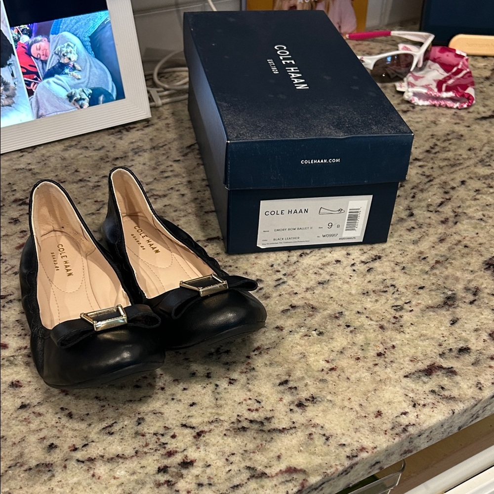 Cole Haan Women's Black Emory bow ballet flats Flats with Bow Accent size 9